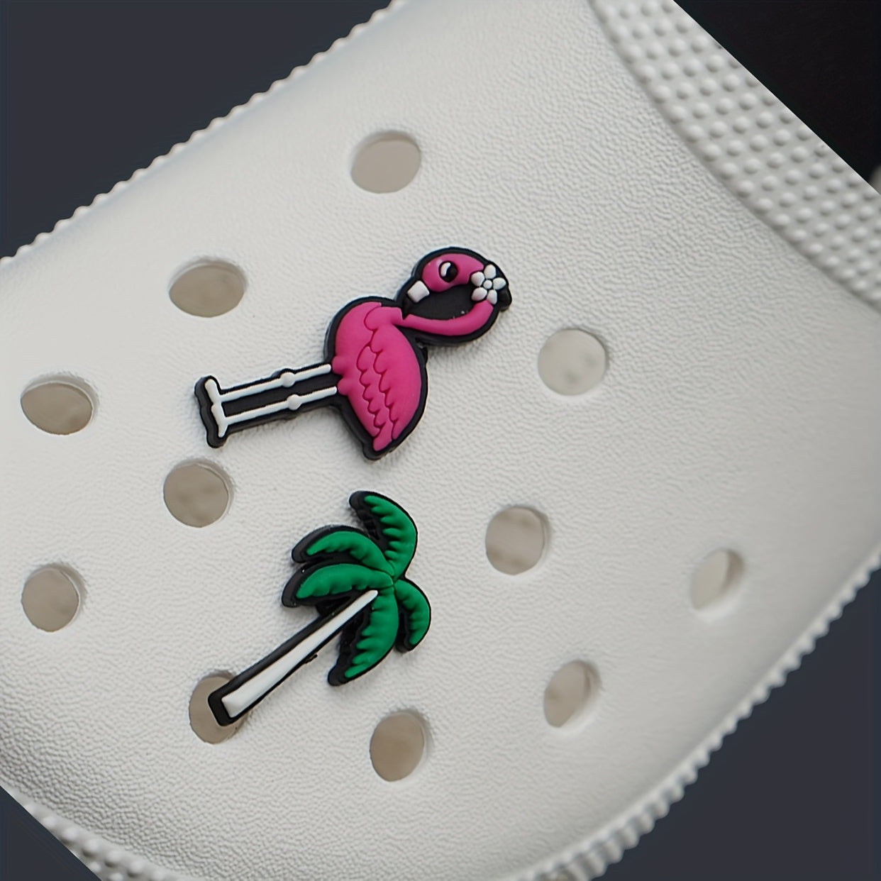 2pcs Flame Bird & Coconut Tree Shoe Charms for Clogs Sandals