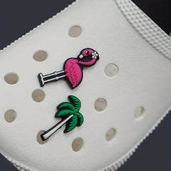 2pcs Flame Bird & Coconut Tree Shoe Charms for Clogs Sandals