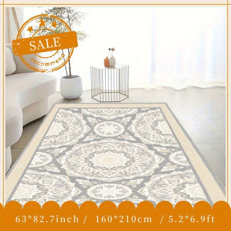 Vintage Geometric Faux Cashmere Area Rug Soft Fluffy Stain Resistant