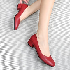 Chunky Heel Court Shoes for Women - Non Slip Mid Heel Footwear