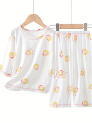 Kids 2pcs Pajamas Cartoon Animals Print PJ Set