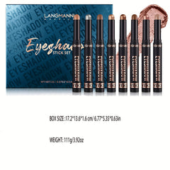 8 Pcs Shimmer Eyeshadow Stick Creamy Waterproof Eye Highlighter Pen