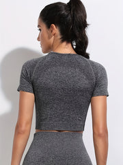 Fitness Yoga T Shirt Short Sleeve Lightweight Quick Dry Running Crop Top