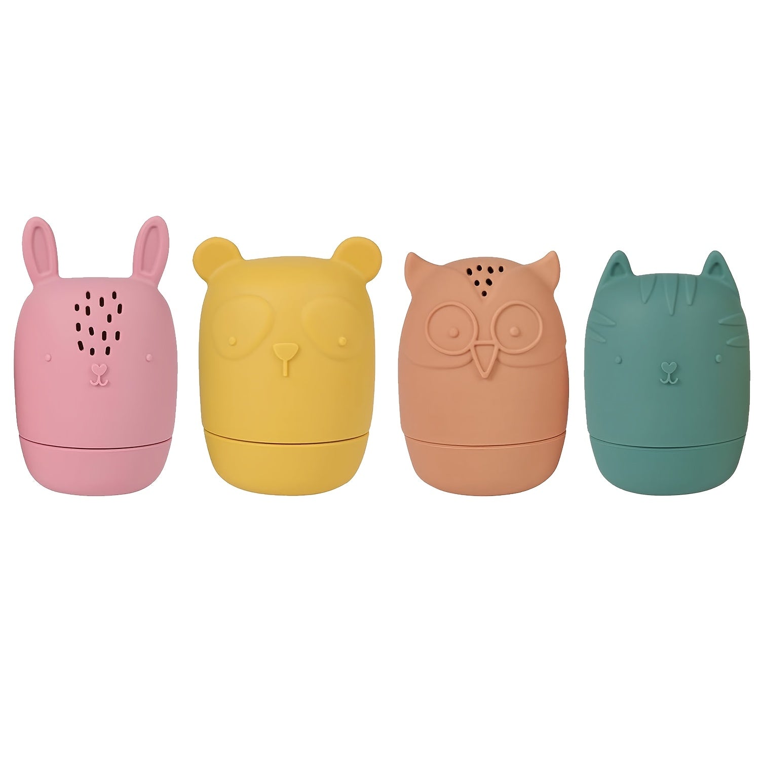 Soft Animal Toys Silicone Bath Toys Rabbit Panda Owl Kitten Designs Boys Girls