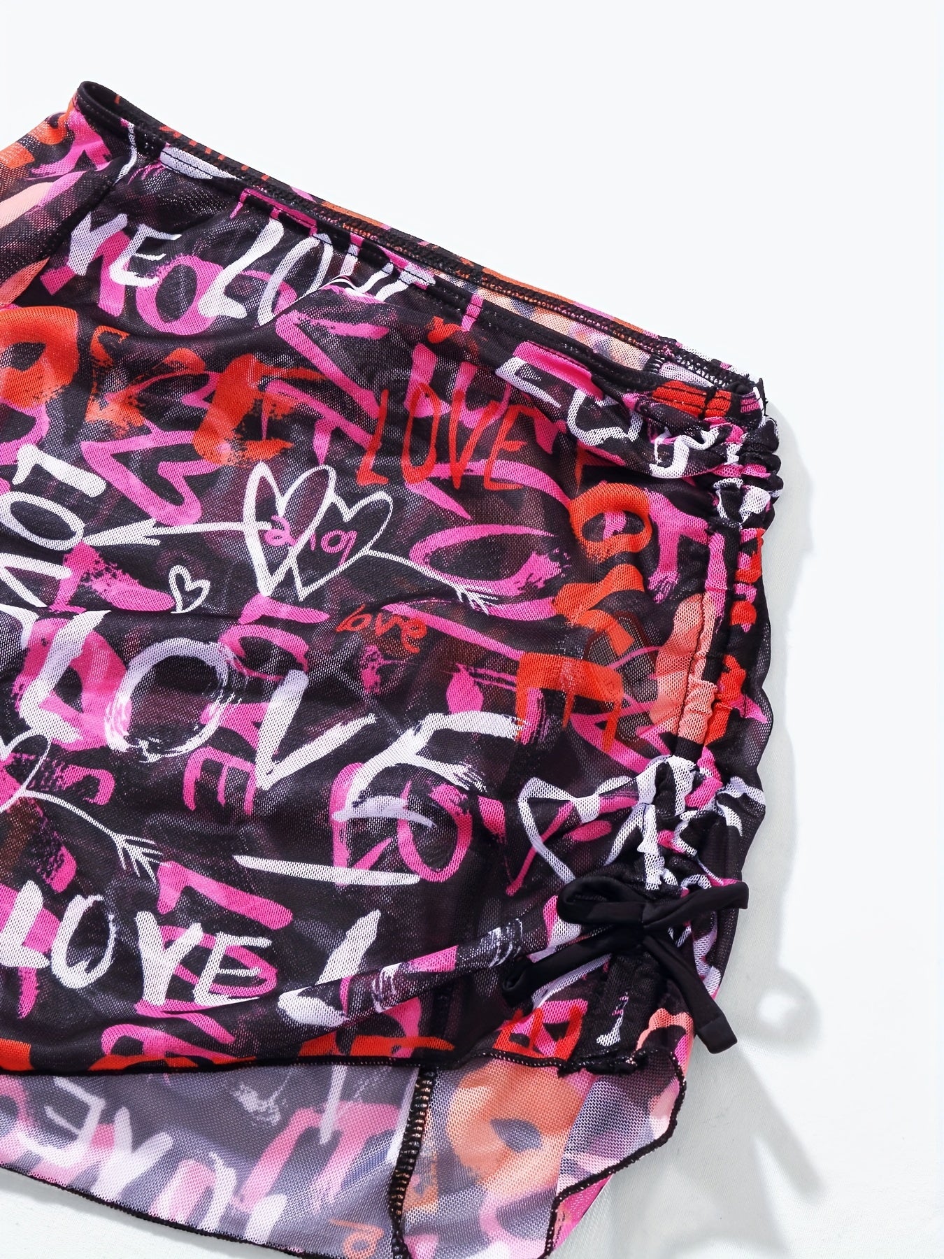 Girls Graffiti Print Swimsuit Set for Hawaii Vacation