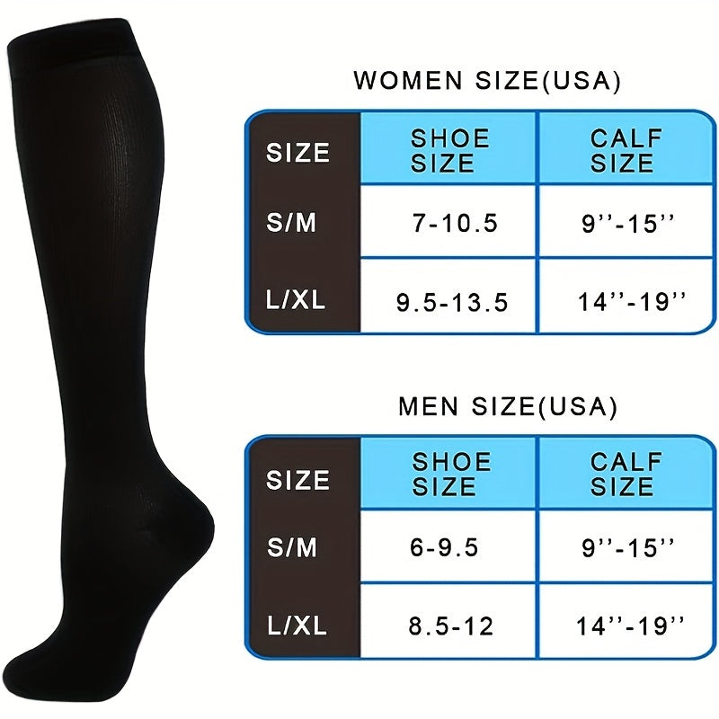 4 Pairs Knee High Compression Socks 15-20 mmHg Support for Women and Men