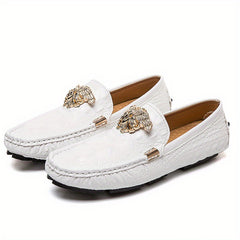 Men's Metallic Decor Loafer Shoes Slip On Moccasin Shoes