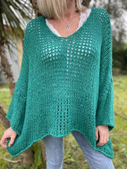 Casual Sweater Women's Solid Hollow Out Long Sleeve Round Neck Jumper