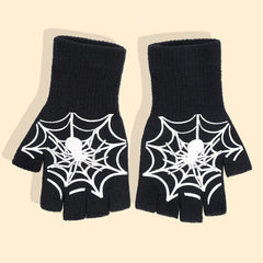 Halloween Spider Gloves Men Women Luminous Touch Screen Fingerless Winter Warm
