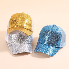 Sequined Mesh Kids Baseball Cap