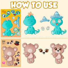 6pcs Animal Mixed Stickers for Crafting Party Favors