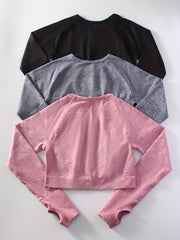 3pcs Long Sleeved Sports Top Running Yoga Top Women's Tops