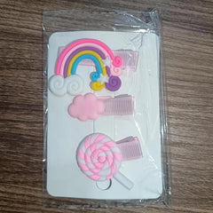 3pcs Cartoon Rainbow Cloud Lollipop Hair Clips for Baby Girls