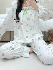 Rabbit Print Pajama Set Women's Sleepwear