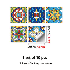 10pcs Moroccan Frosted Flower Tile Wall Sticker Self Adhesive Waterproof