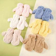 Kids' Winter Gloves w/ Hanging Rope, Thickened, Autumn & Winter