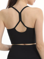 Solid Cami Sports Bra Fitness Running Outdoor Sports Cami Sleeveless Crop Top