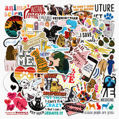 50 Sheets Veterinary Graffiti Stickers Waterproof DIY Creative Toys