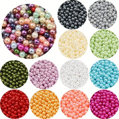 50pcs Pearl Acrylic Beads Round Shape Spacer Beads For DIY Jewelry Making