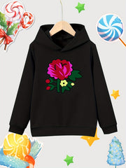 Floral Pattern Girl's Cotton Hoodie Active Breathable Hooded