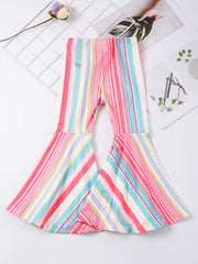 Girls Block Stripe Flare Leg Pants Spring Summer Clothes