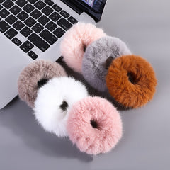 6Pcs Fuzzy Furry Fur Hair Elastics Tie Scrunchies Hair Accessories