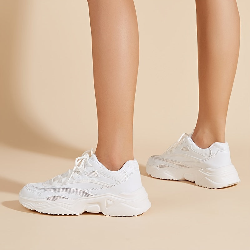 Women's Platform Mesh Sneakers Low Top Round Toe Heightening Shoes