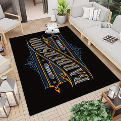 Modern Barbershop Area Rug Soft Non Slip Carpet Washable Mat