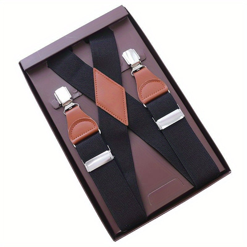 Men's X-Shaped 4 Buckles Elastic Belt Strap Suspender