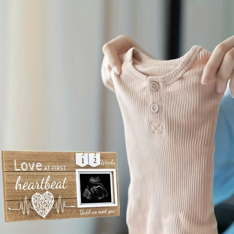 Wooden Baby Ultrasound Frame with Heartbeat Display