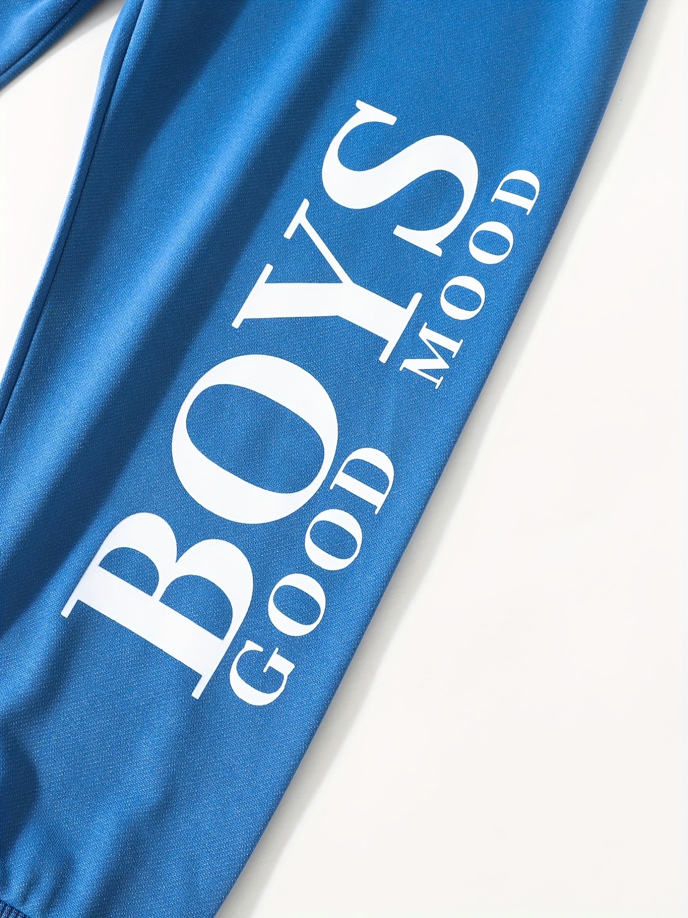 2PCS BOYS GOOD MOOD Letter Graphic Print Boys Casual Long Sleeve Hooded Sweatshi