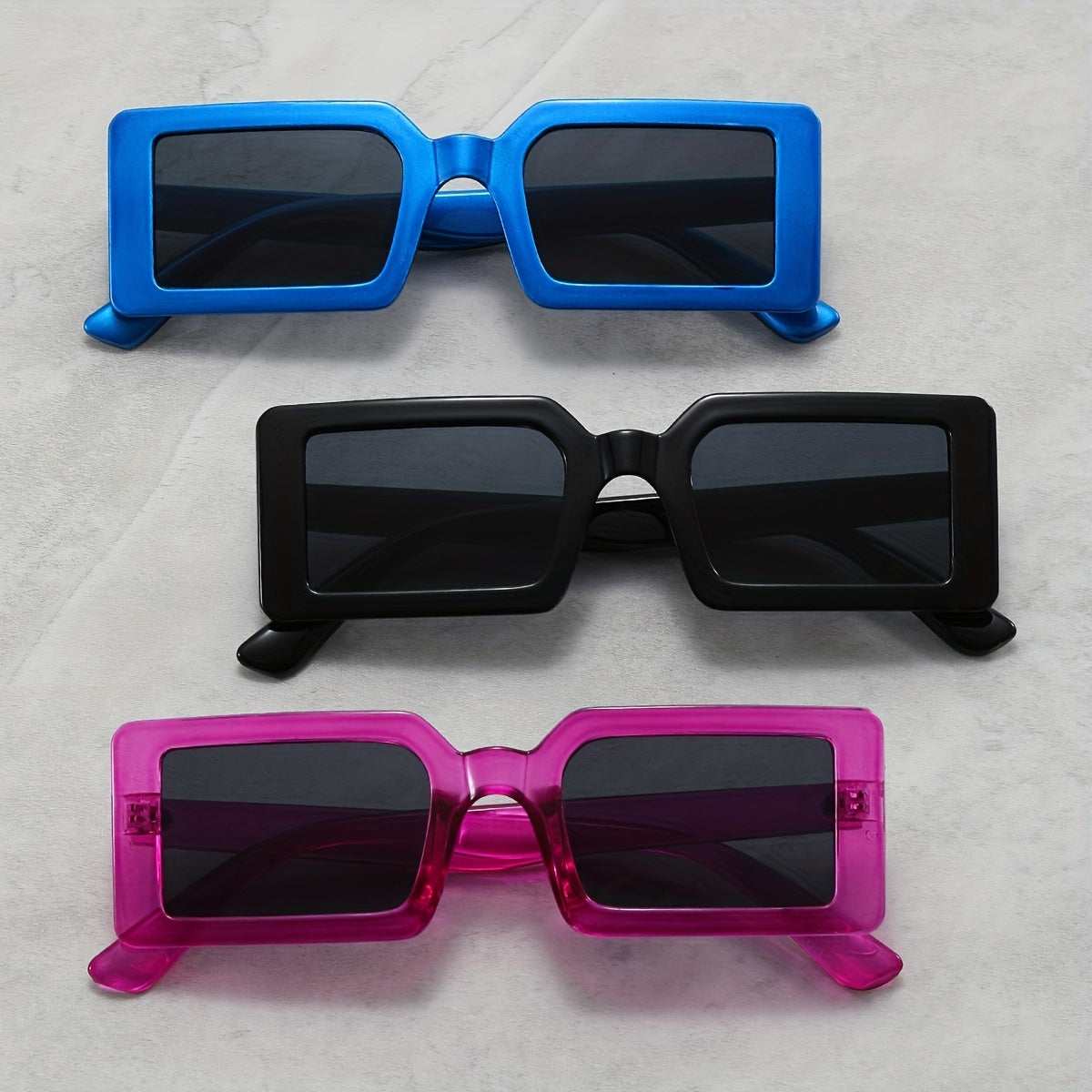 3pairs Square Hip hop Style Sunglasses Decorative Accessories