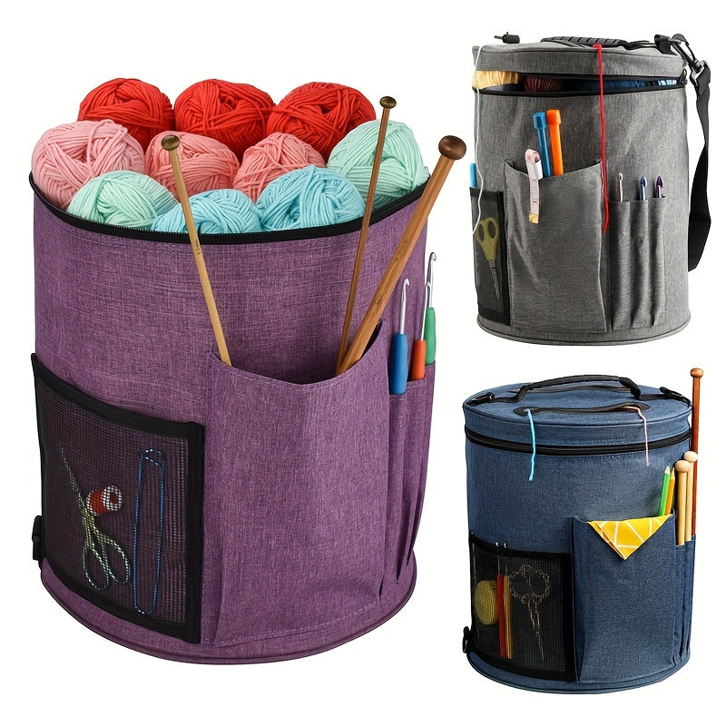Round Knitting Bag Yarn Crochet Sewing Storage DIY Yarn Storage