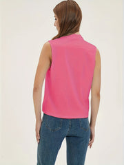 Solid Sleeveless Ruched Top for Women