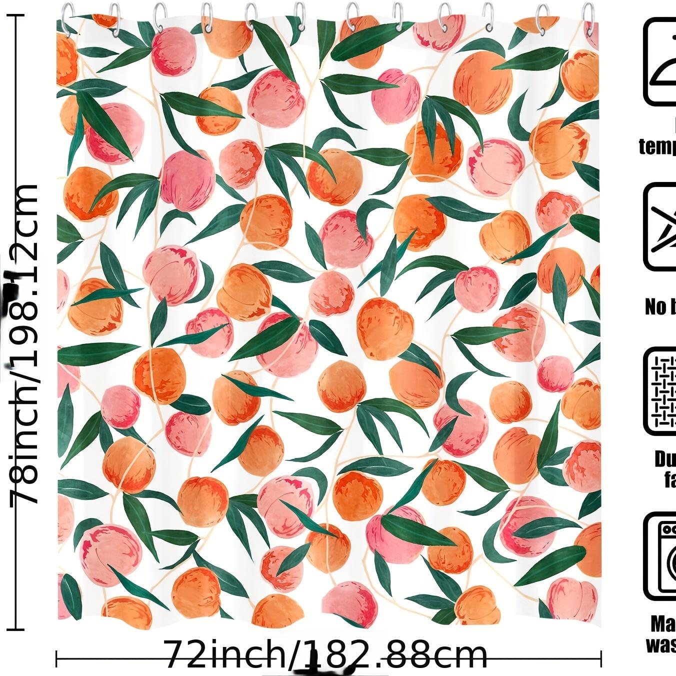 Red Peach Pattern Shower Curtain with Hooks