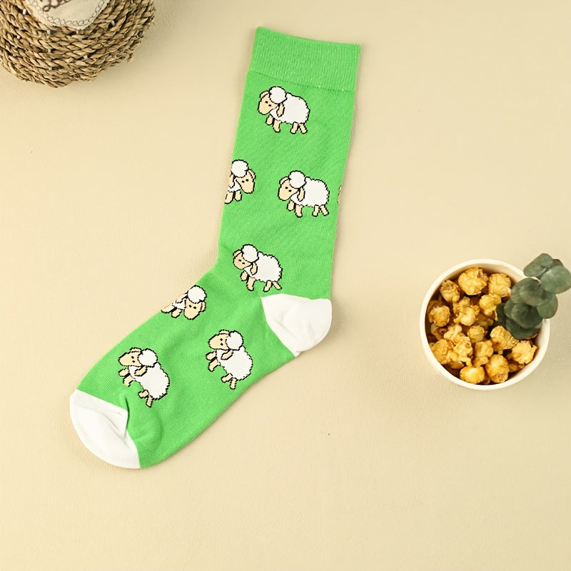 Cartoon Sheep Print Comfy Socks Women's Stockings