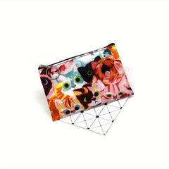 Vintage Kitten Purse Zipper Key Card Bag Small Square Bag