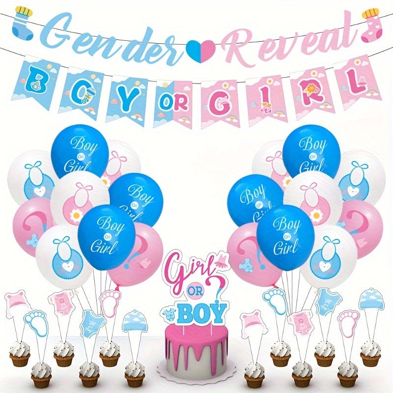 24pcs Gender Reveal Cake Insert Spiral Decoration Set