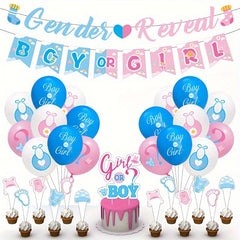 24pcs Gender Reveal Cake Insert Spiral Decoration Set