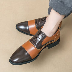 Men's Cap Toe Oxford Shoes Lace up Front Block Dress Shoes Tie Optional