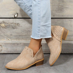 Women's Point Toe Chunky Low Heel Ankle Boots