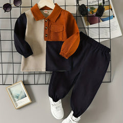 2pcs Toddler Boys Corduroy Shirt & Pants Set Kids Clothes