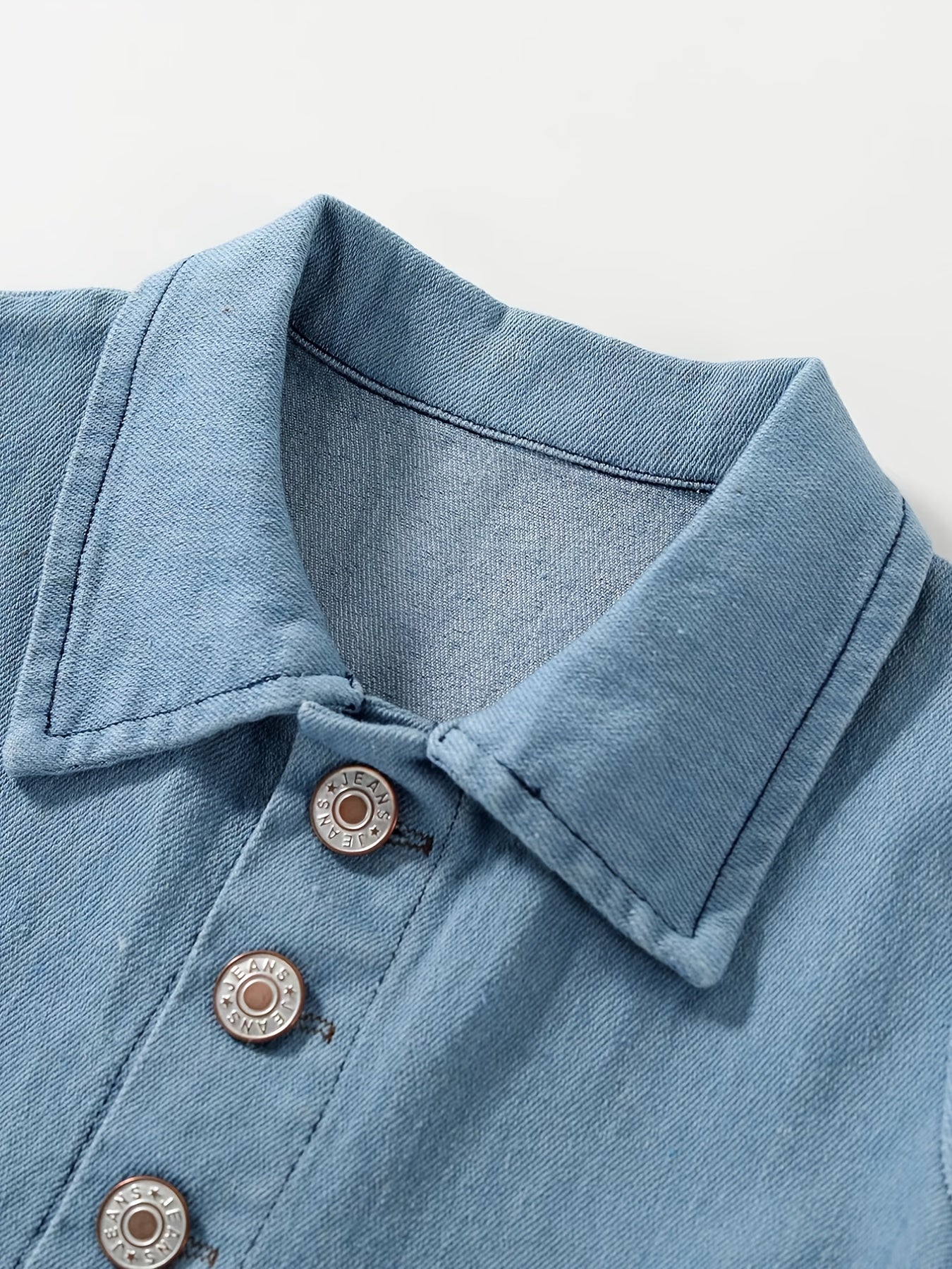 Girls Casual Short Sleeve Denim Jumpsuit Romper With Belt