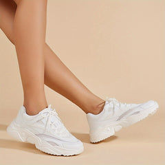 Women's Platform Mesh Sneakers Low Top Round Toe Heightening Shoes