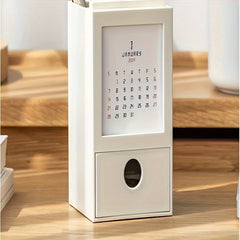 Creative Pen Holder Desk Calendar Office Desktop Storage Box