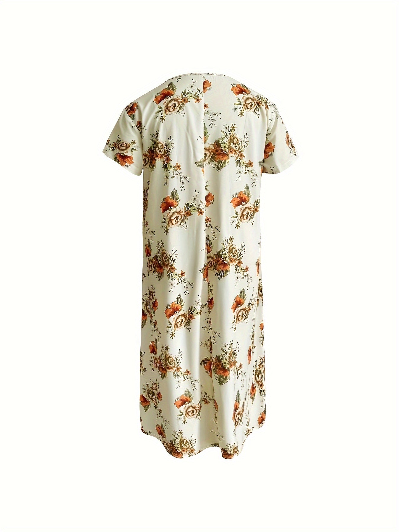 Floral Print Short Sleeve Lounge Dress