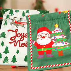 2pcs Christmas Drawstring Bags Santa Claus Snowman Pattern Gift Bag