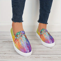 Women's Colorful Sequin Flat Shoes Lightweight Comfortable Skate Shoes