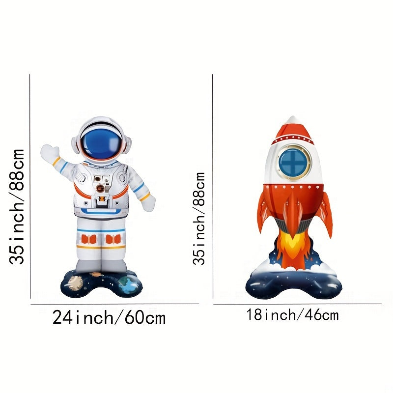 Inflatable Astronaut Rocket Balloon Happy Birthday Decor