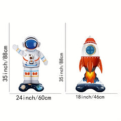 Inflatable Astronaut Rocket Balloon Happy Birthday Decor